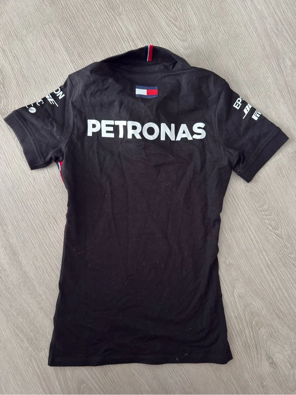 Mercedes AMG Petronas Black Short Sleeve Team Polo with Red & White Trim - Picture 2 of 3